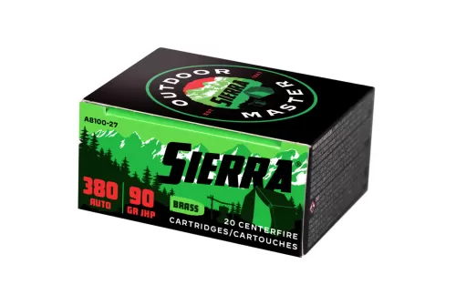 Sierra Outdoor Master .380 ACP 90gr JHP Ammunition 20rds
