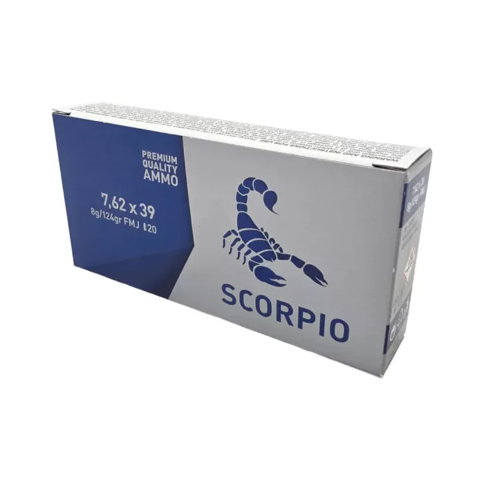 STV Technology, Scorpio Ammo, 7.62X39, 124 Grain, Full Metal Jacket, 20 rds [MPN: S762124F]