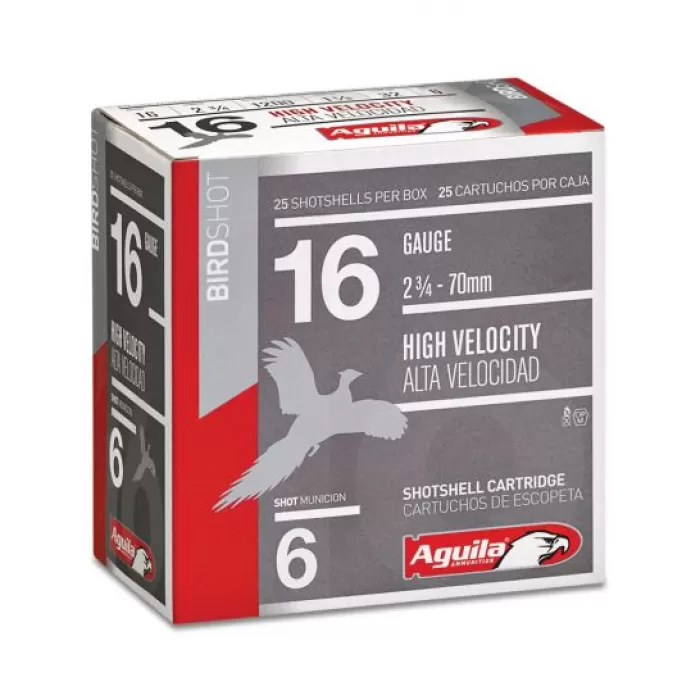 Aguila Sub-Gauge 16 Gauge 2-3/4 inches 6 Shot 1 oz Lead Shotshell, Birdshot, 25/Box - 1CHB1616 Aguila Sub-Gauge 16 Gauge 2-3/4 inches 6 Shot 1 oz Lead Shotshell, Birdshot, 25/Box - 1CHB1616