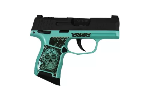 P365 9MM 3.1 BLK STRIKR XRAY3 OPTIC READY 2 MAGS MAN SAFETY-SUGAR SKULL TI