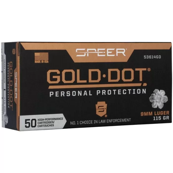 115GR GDHP 50RD 10BX/CSSPEER GOLD DOT 9MM LUGER