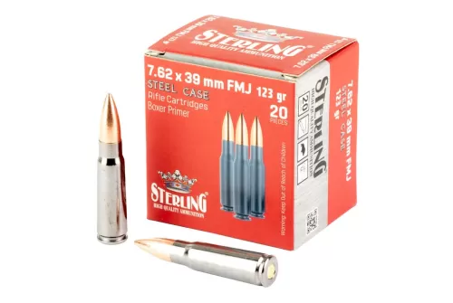 Sterling Steel Case Select Steel 7.62 X 39 123 Grain 20-Rounds FMJ
