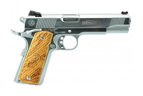 TriStar American Classic Trophy 1911 45 ACP 5" 8 Rounds Chrome Steel Frame/Slide