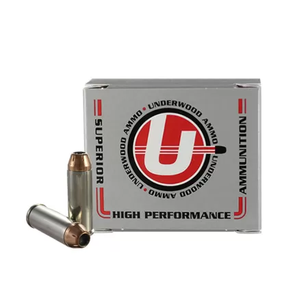 Underwood Ammo .45 Colt +P 250 Grain Jacketed Hollow Point Nickel Plated Brass Cased Pistol Ammo, 20 Rounds, 434