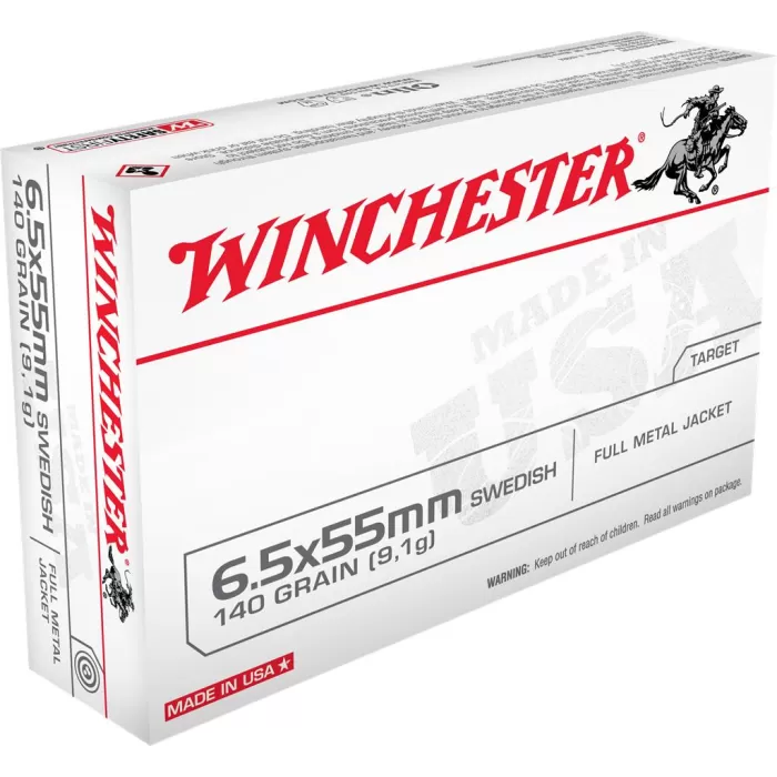 WINCHESTER USA 6.5X55 SWEDE 140 GRAIN FMJ 20/box