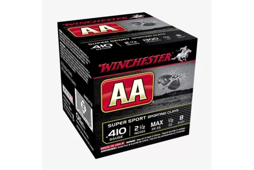 Winchester AA, .410 Bore, 1/2 oz, 2.5in, 8 Shot, Centerfire Shotgun Ammo, 100 Rounds, AASC418VP