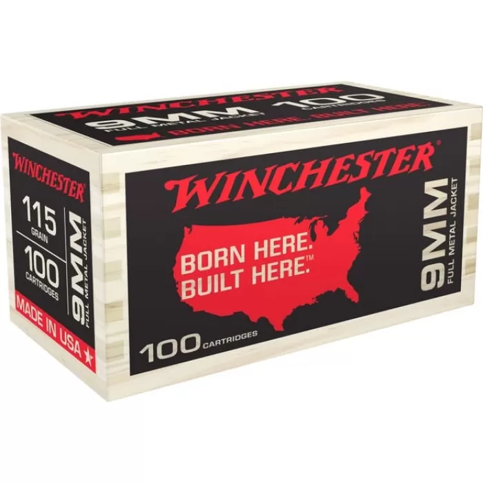 Winchester 9mm 115gr Fjm Wood Box 100rd