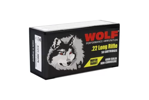 Wolf Match Target 22LR Ammo 40 Grain Round Nose Box of 500 (10 Boxes of 50)