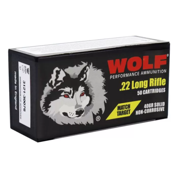 Wolf Match Target 22LR Ammo 40 Grain Round Nose Box of 500 (10 Boxes of 50)