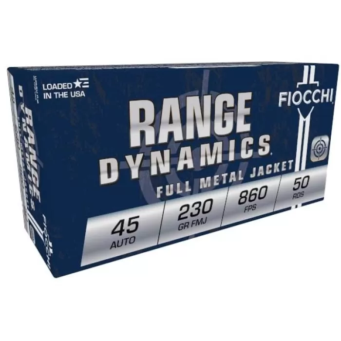 Fiocchi Pistol Shooting Dynamics Handgun Ammunition .45 ACP 230 gr FMJ 860 fps 50/box, 45A500 USA Fiocchi Pistol Shooting Dynamics Handgun Ammunition .45 ACP 230 gr FMJ 860 fps 50/box, 45A500 USA