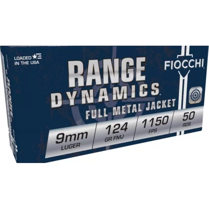 Fiocchi Pistol Shooting Dynamics Handgun Ammunition 9Mm Luger 124 GR Fmj 1150 Fps 1000/Case (20-50/Ct Boxes) 9APBCASE