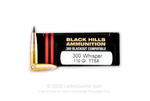 Black Hills Ammunition 300 Blackout Whisper 110 GR TTSX Rifle Ammunition 20 Round Box