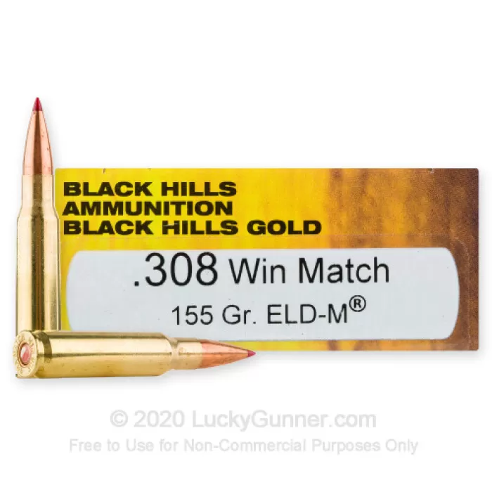 308 - 155 Grain ELD Match - Black Hills Gold - 20 Rounds 308 - 155 Grain ELD Match - Black Hills Gold - 20 Rounds