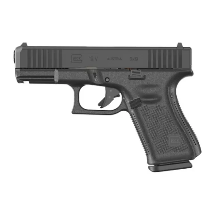 Glock UV1950201 G19 V Compact 9mm Luger 15+1 4.02" Black Barrel & Steel Serrated Slide, Black Polymer Frame w/Accessory Rail, Interchangeable Backstrap