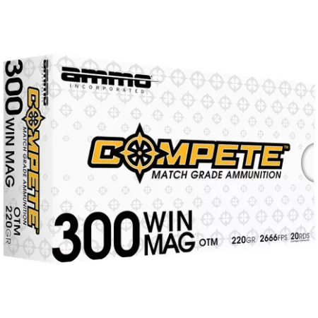 Ammo Inc 300WM190BTHPA20 Compete 300WinMag 220gr Open Tip Match 20 Per Box/10 Case