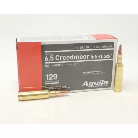 Aguila Interlock 6.5 CREEDMOOR, 129gr, Interlock SPBT [MPN: 81489AG] - 20 rounds