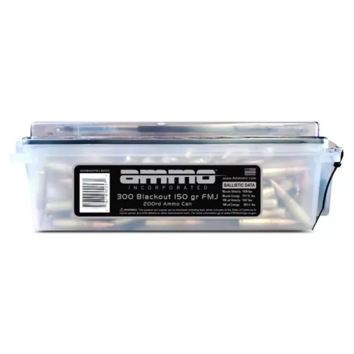 Ammo Inc 150 gr FMJ .300 AAC 200 Round Ammo Can - 300B150FMJ-B200 Ammo Inc 150 gr FMJ .300 AAC 200 Round Ammo Can - 300B150FMJ-B200