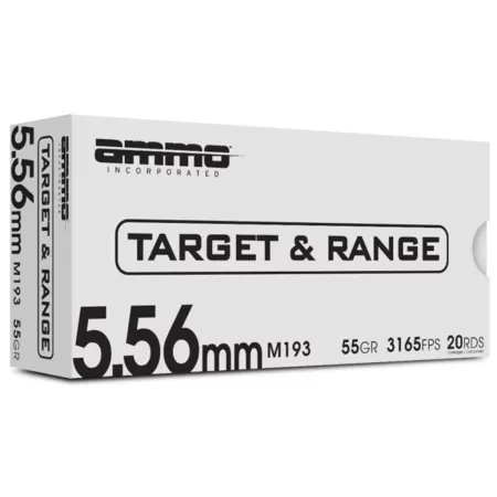 Ammo Inc Target & Range 5.56x45mm NATO Ammo 55 Grain Full Metal Jacket - 556055M193-TR20
