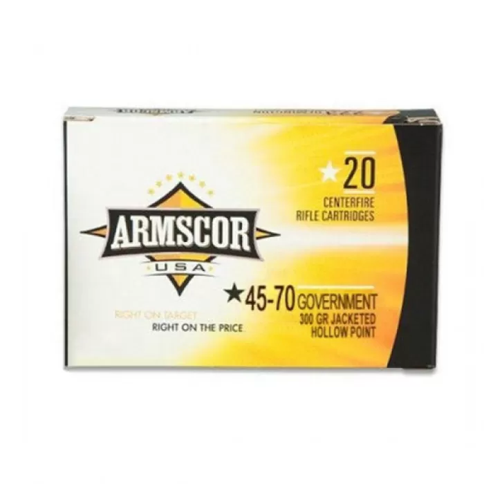 Armscor 45-70 Government Rifle Ammo - 300 Grain Jacketed Hollow Point FAC4570300GRJHP-TC Armscor 45-70 Government Rifle Ammo - 300 Grain Jacketed Hollow Point FAC4570300GRJHP-TC