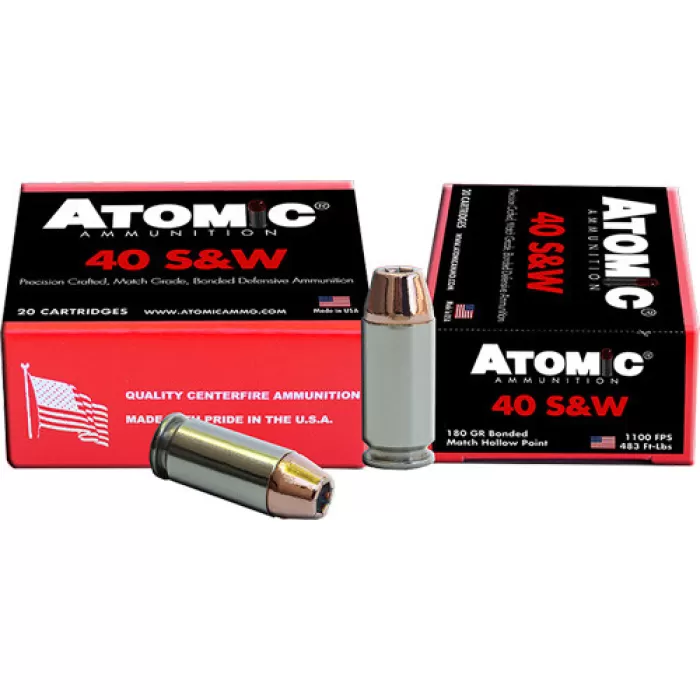 ATOMIC AMMO .40SW 180GR. BONDED JHP 20-PACK ATOMIC AMMO .40SW 180GR. BONDED JHP 20-PACK