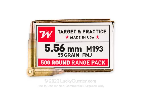 Winchester 5.56X45mm NATO M193 FMJ 55gr Case of 1000 WM193500