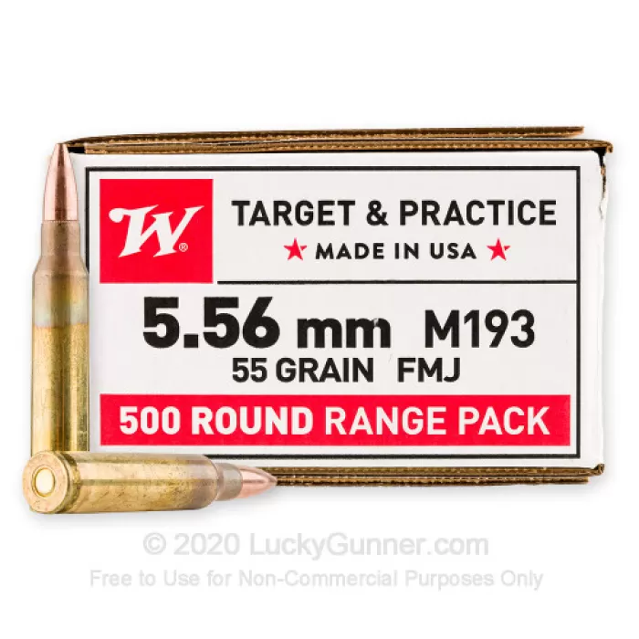 Winchester 5.56X45mm NATO M193 FMJ 55gr Case of 1000 WM193500