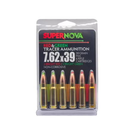Supernova PMSN762MP Green/Red Tracer 7.62x39mm 110gr Full Metal Jacket 6 Per Box/60 Case