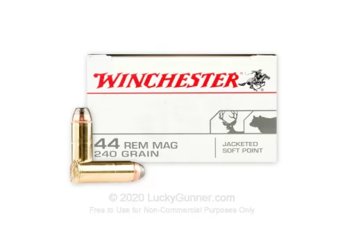 Winchester White Box USA 44 Remington Magnum Ammo 240 Grain Jacketed Soft Point Case of 500 (10 Boxes of 50)