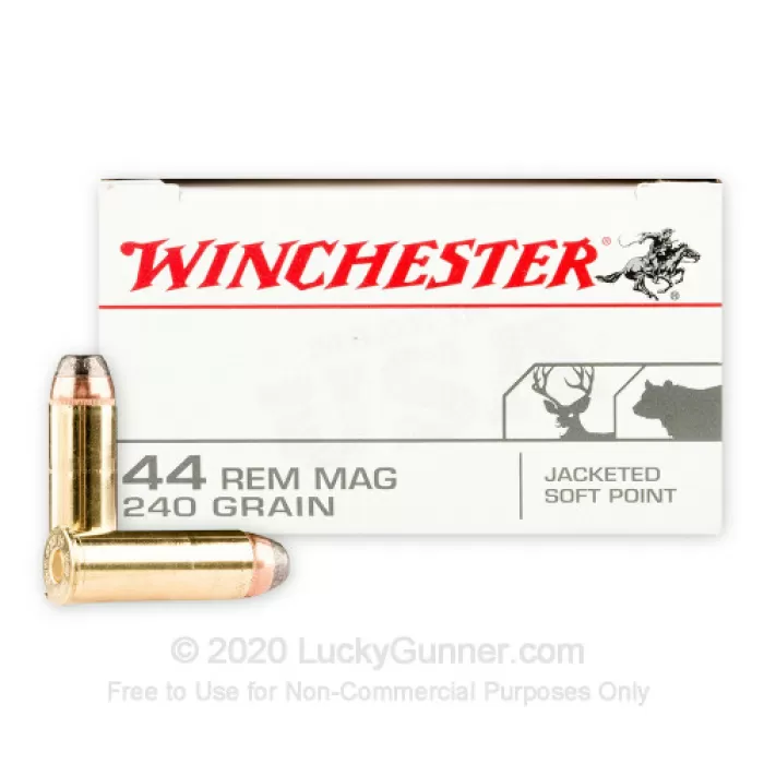 Winchester White Box USA 44 Remington Magnum Ammo 240 Grain Jacketed Soft Point Case of 500 (10 Boxes of 50)