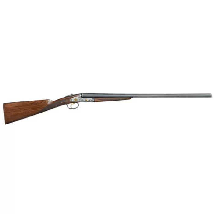 F.A.I.R. FRISSL1228 Iside Select 12 Gauge Break Open 2rd 28" Black Side By Side Barrel, Polished Silver w/Gold Inlay Receiver, English Style Oiled Walnut Stock, Technichoke XP50 Choke System