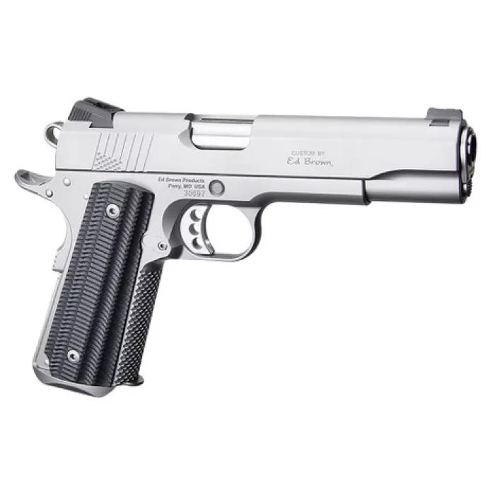Ed Brown BASESS2A 1911 2nd Amendment 45 ACP 7+1 5" Stainless Steel Barrel, Serrated Slide & Frame, Black Alien G10 Grip, Right Hand