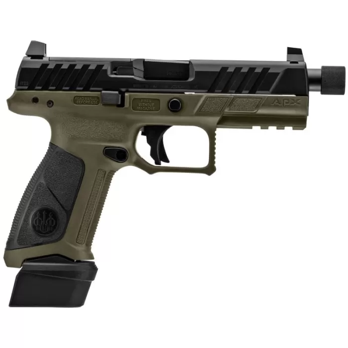 Beretta USA JAXA1F921TAC APX A1 Tactical 9mm Luger 21+1 4.80" Black Steel Threaded Barrel, Black Optic Cut/Serrated Slide, OD Green Beretta USA JAXA1F921TAC APX A1 Tactical 9mm Luger 21+1 4.80" Black Steel Threaded Barrel, Black Optic Cut/Serrated Slide, OD Green