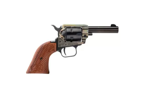 Heritage Rough Rider Barkeep .22 LR Pistol 6rd BK/CH Wood Burned - BK22CH3WBRN10