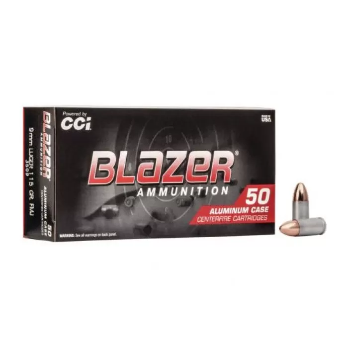 CCI Blazer Aluminum Handgun Ammunition 9mm Luger 115 gr FMJ 1145 fps 200/ct CCI Blazer Aluminum Handgun Ammunition 9mm Luger 115 gr FMJ 1145 fps 200/ct