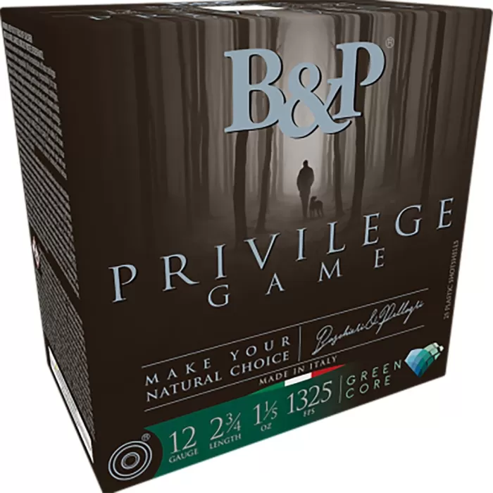 B&P Ammunition Privilege Game 12 Gauge 2.75" 1 1/5 oz 6 Shot, 25 Per Box / 10 Per Case - 12B15PG6 B&P Ammunition Privilege Game 12 Gauge 2.75" 1 1/5 oz 6 Shot, 25 Per Box / 10 Per Case - 12B15PG6