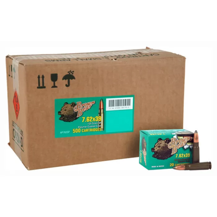 Brown Bear 7.62x39 125gr. Sp - Polymer Coated 500 Round Case Brown Bear 7.62x39 125gr. Sp - Polymer Coated 500 Round Case