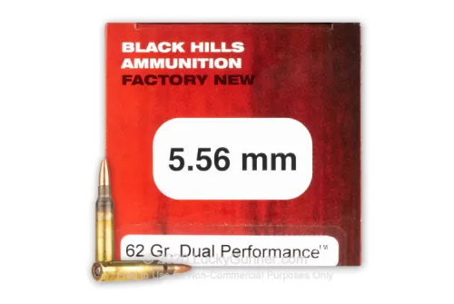 Black Hills 5.56x45mm NATO Ammo 62 Grain Dual Performace Jacketed Hollow Point Case of 500 (10 Boxes of 50)