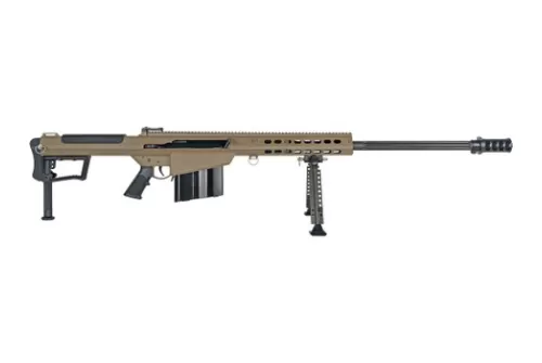 Barrett 20186 M107A1  50 BMG 10+1 20" Fluted Barrel, Flat Dark Earth Receiver w/Picatinny Rail, M-LOK Handguard, QD BiPod Forend, Black Polymer Grip
