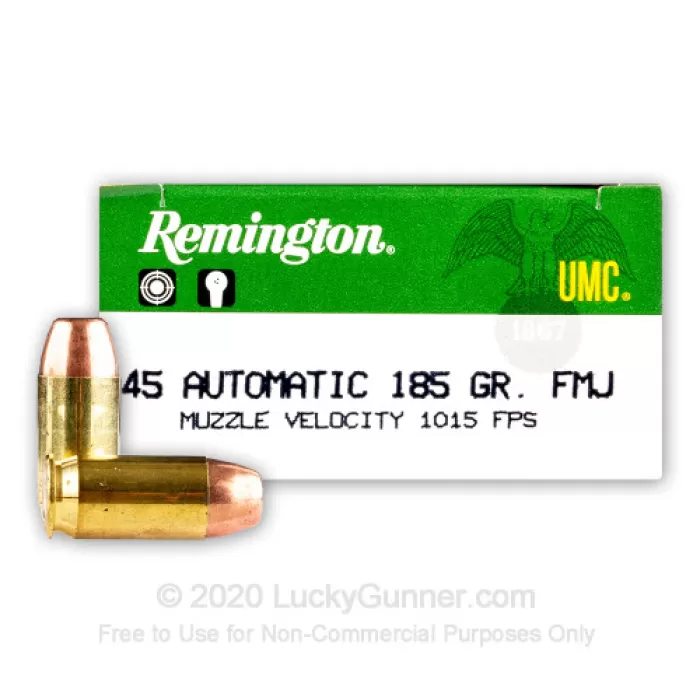 Remington UMC 45 ACP Ammo 185 Grain Full Metal Jacket Case of 500 (10 Boxes of 50) Remington UMC 45 ACP Ammo 185 Grain Full Metal Jacket Case of 500 (10 Boxes of 50)