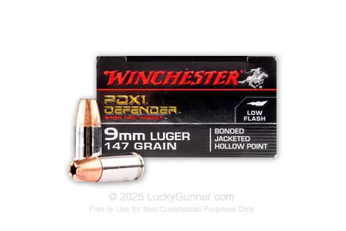 Winchester Defender 9mm Luger Ammo 147 Grain Bonded Jacketed Hollow Point Case of 200 (10 Boxes of 20)