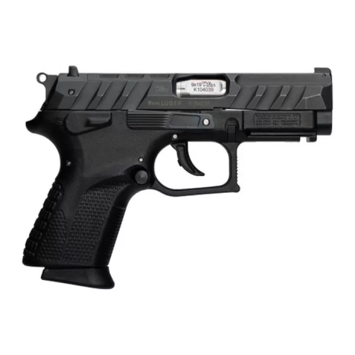 Grand Power 8588005944663 P1S Mk23 9mm Luger 12+1 3.66" Stainless Rotating Barrel, Black Optic Ready/Serrated Slide, Black Frame w/Accessory Rail, Checkered Grip, Ambidextrous