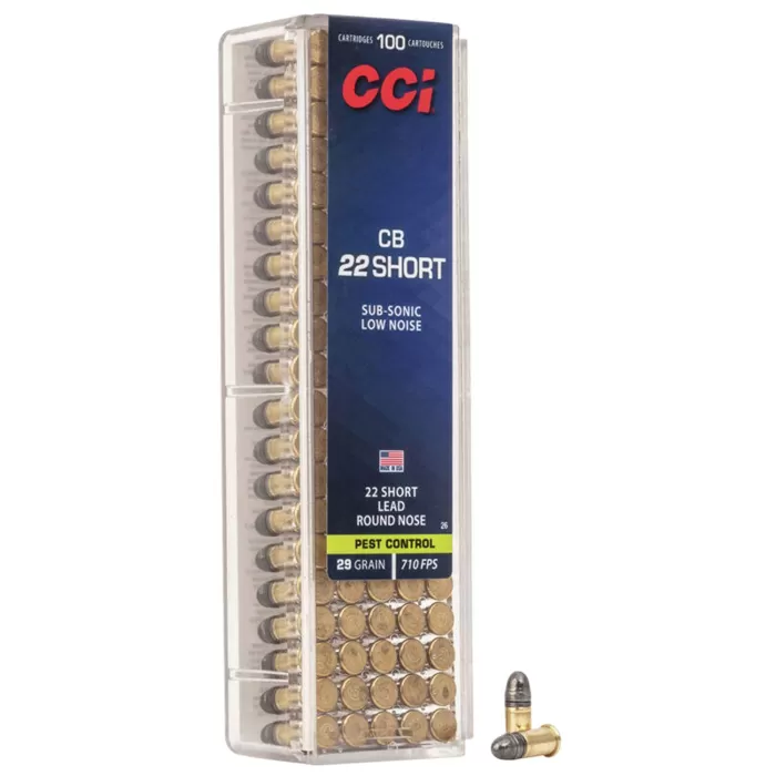 CCI 0026 Specialty CB Subsonic Low Noise 22 Short 29 gr Lead Round Nose (LRN) 100 Bx - Dirty Bird Industries CCI 0026 Specialty CB Subsonic Low Noise 22 Short 29 gr Lead Round Nose (LRN) 100 Bx - Dirty Bird Industries