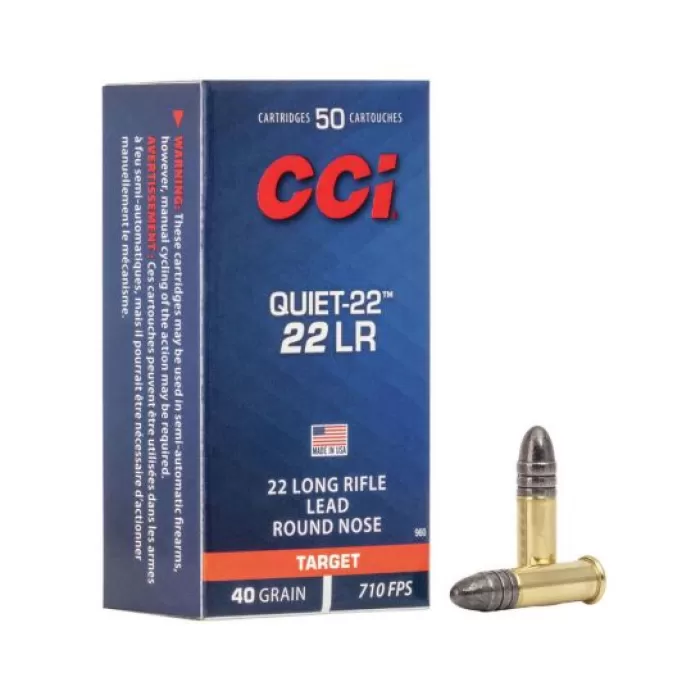 CCI Quiet-22 40 gr LRN .22 LR Ammunition 50 Rounds - 960