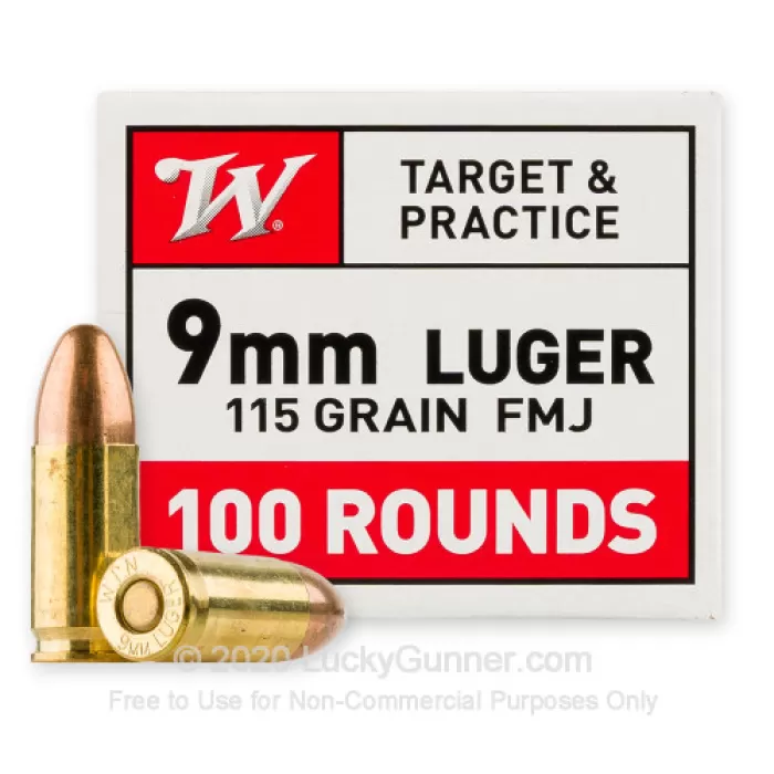 Winchester 9mm Target & Practice FMJ 115gr Case of 1000rds USA9MMVP