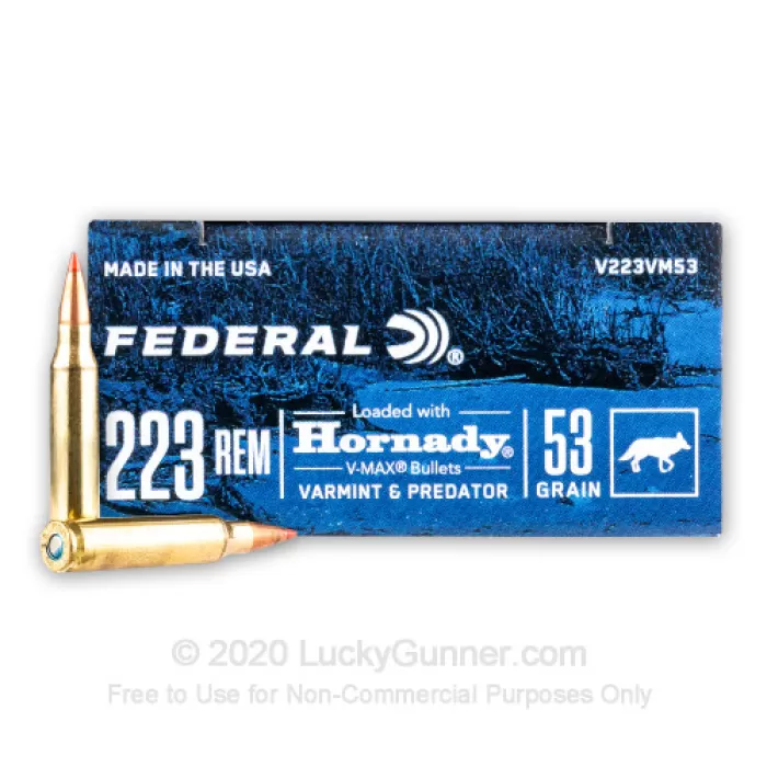223 Rem - 53 Grain V-MAX - Federal Varmint & Predator - 200 Rounds