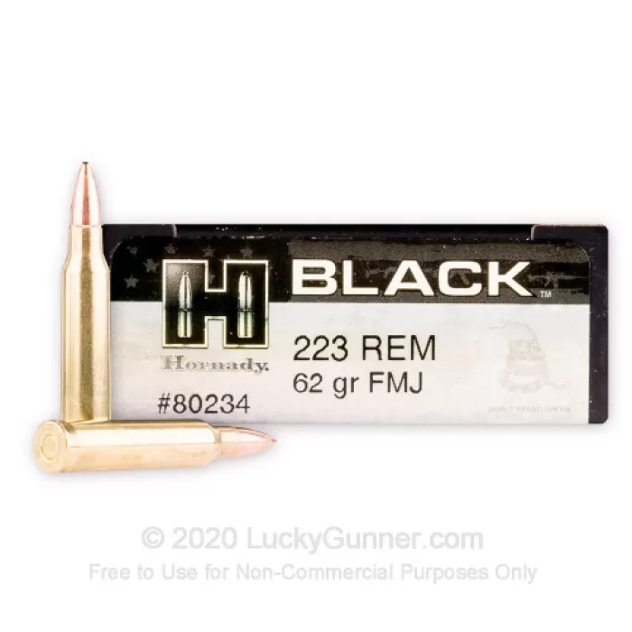 Hornady Black .223rem, 62gr FMJ, 200rd Case