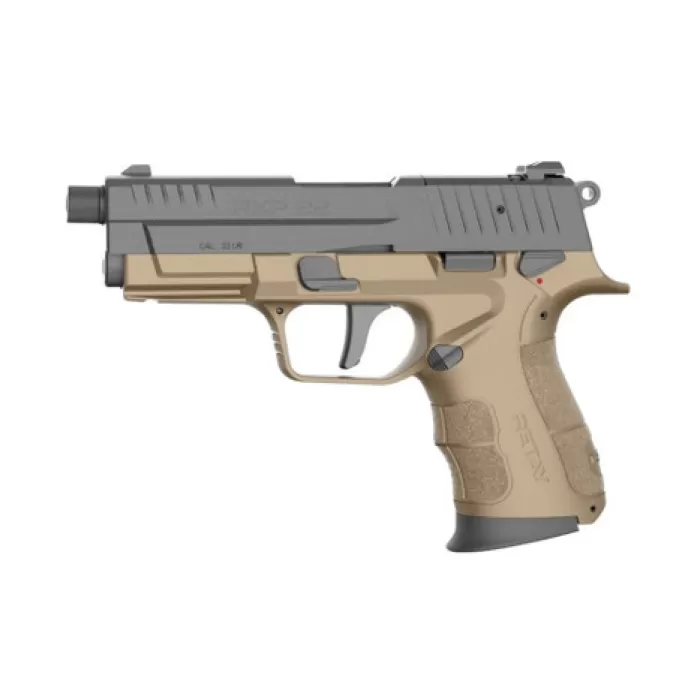 Retay USA RXP22FDEBLKS13TH RXP 22 LR 13+1 4" Threaded Barrel, Black Cerakote Optic Ready/Serrated Slide, Flat Dark Earth Cerakote Polymer Frame w/Accessory Rail, RMR/RMSc Footprint