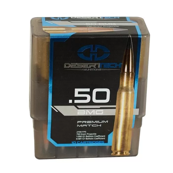 Desert Tech DTM .50 BMG 750gr Match Ammunition Case 100rds DTM-500750-CS Desert Tech DTM .50 BMG 750gr Match Ammunition Case 100rds DTM-500750-CS