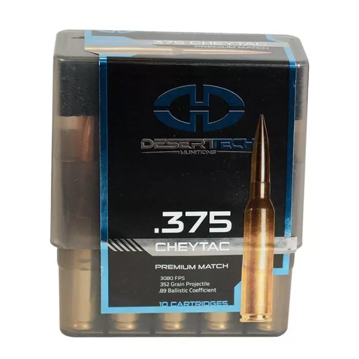 Desert Tech DTM .375 CheyTac 352gr Match Ammunition Case 100rds DTM-375352-CS Desert Tech DTM .375 CheyTac 352gr Match Ammunition Case 100rds DTM-375352-CS