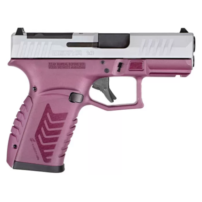 Derya Firearms DY9Z.BCS.TR DY9Z  Sports South Exclusive Micro-Compact 9mm Luger 15+1 3.50" Black Barrel, Silver Optic Ready/Serrated Slide, Black Cherry Polymer Frame w/Accessory Rail, Interchangeable